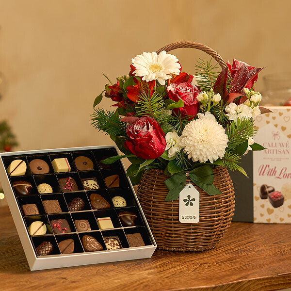 크리스마스 꽃바구니+칼루위 초콜릿