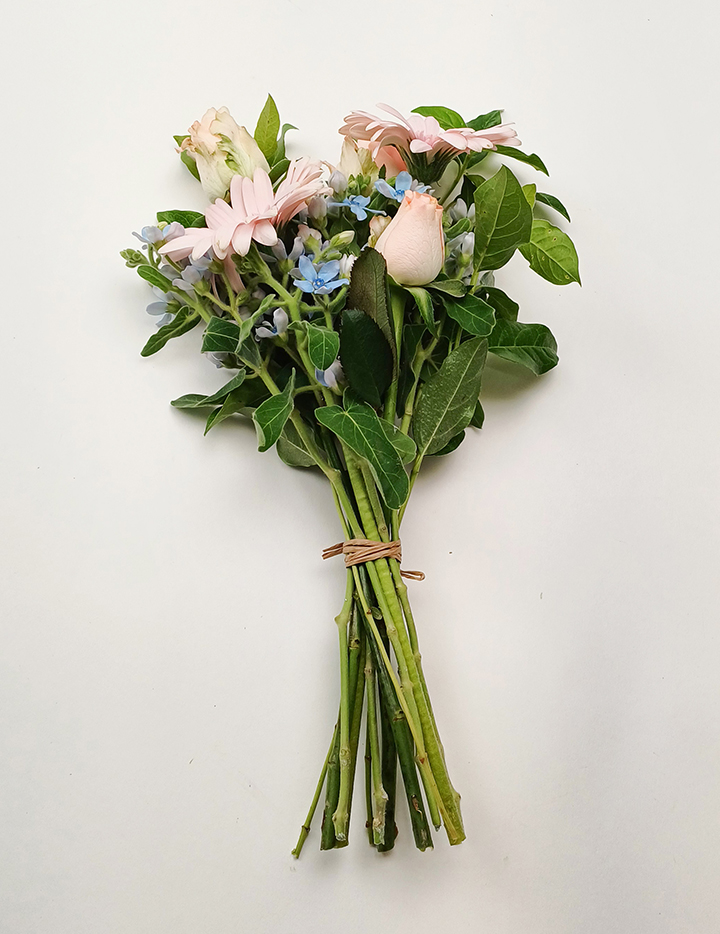 분홍 장미 꽃다발 만들기